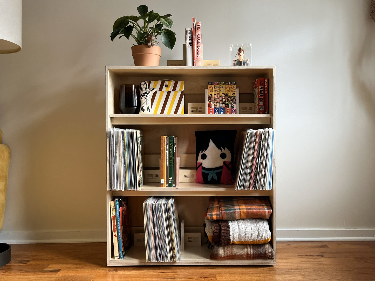 Modular Birch Bookshelf with Optional Built In Bookends, Expandable Storage